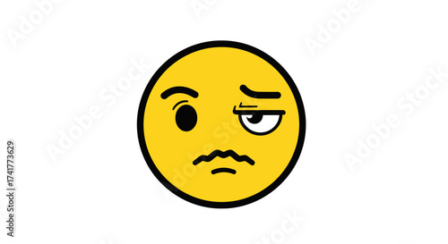 Confused and Suspicious Emoji Expression with Yellow and Black Design Elements