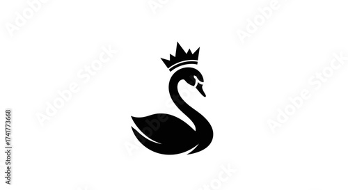 Elegant swan logo design with a crown creating a majestic and sophisticated symbol