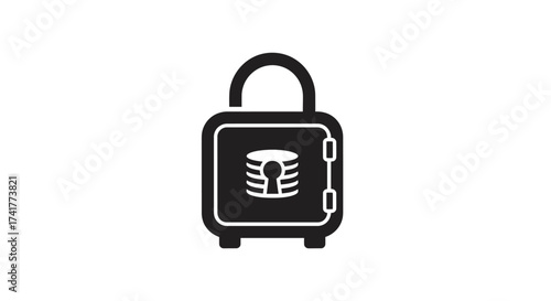 Symbolic Money Security Safe with Lock Represents Financial Savings and Investment