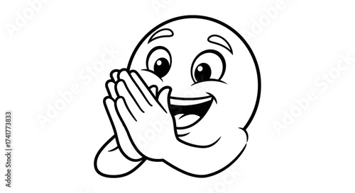 Enthusiastic cartoon character with hands clasped expressing joy or excitement a cheerful digital