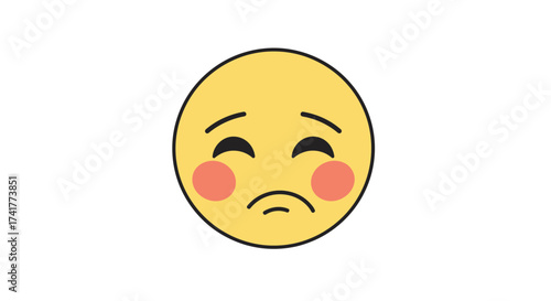 Sad Face Emoji Cartoon Graphic with Drooping Mouth and Slightly Closed Eyes Illustration