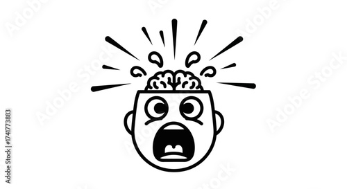 Brain Exploding: Concept of Stress, Overwork, and Mental Breakdown Illustration