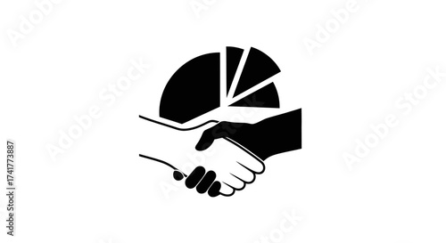 Strategic partnership agreement and financial growth represented by chart pie