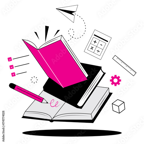 Learning and education concept,Creative online studying or knowledge acquisition concept illustration
