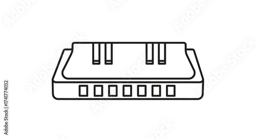 Harmonica outline illustration for music instrument representation and sound design concept