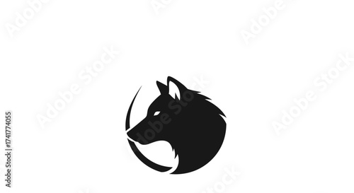 Minimalist wolf head logo design in black and white for branding purposes