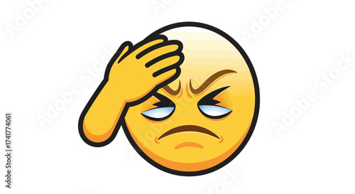 Frustrated and disappointed emoji with hand on forehead expressing regret or failure