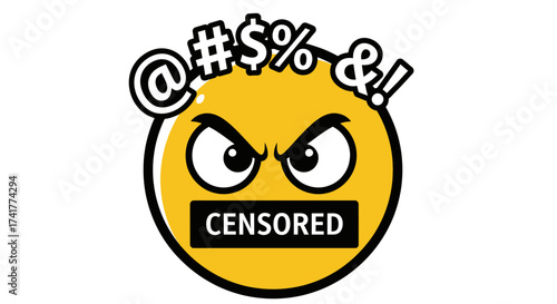 Angry censored emoji with cursing symbols, expressing frustration and offense through symbolism