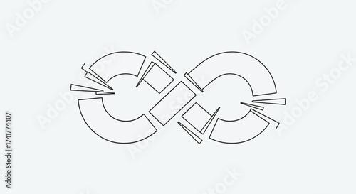 Deconstructed Infinity Symbol: An Abstract Representation of Broken Boundaries and Infinite