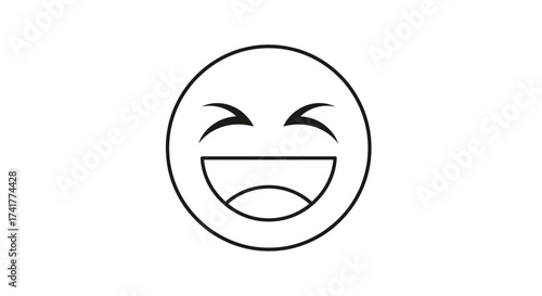 Cheerful Laughing Emoji Face with Closed Eyes Illustration for Graphic Design and Social Media Usage