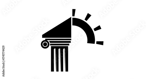 Symbolic representation of tradition meeting innovation and progress in monochrome style