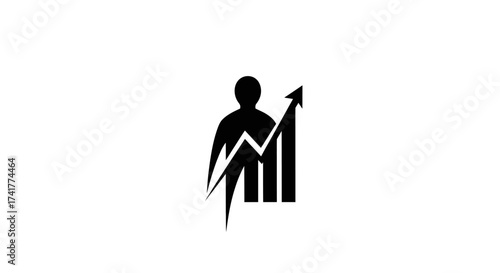Professional growth and achievement concept with figure and rising graph design