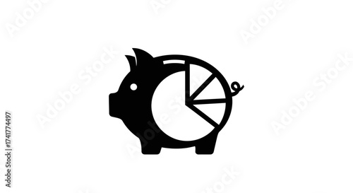 Piggy bank combined with a pie chart visualizing financial investment strategy illustration