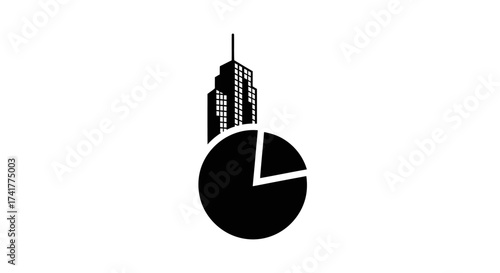 Financial growth in urban areas depicted by skyscrapers and economic charts analysis