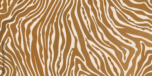 Abstract organic wavy stripes pattern in warm brown and cream colors