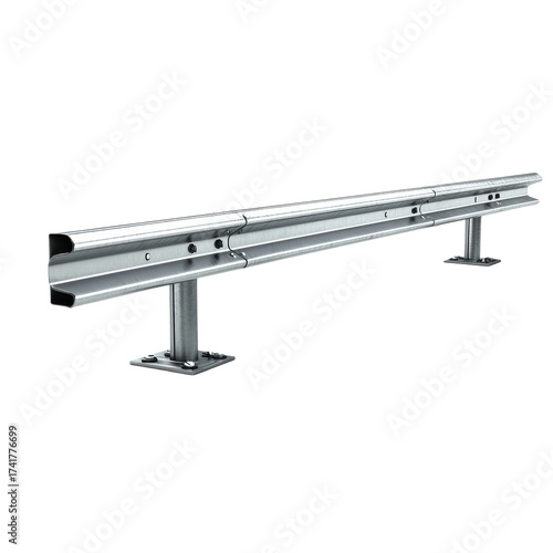 Detailed view of a metallic road safety barrier for traffic regulation systems