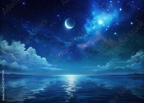 Luminous night sky over the sea