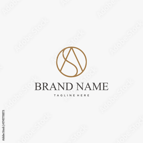 Elegant circular logo with intertwined letters 'A' and 'S' above brand name text.