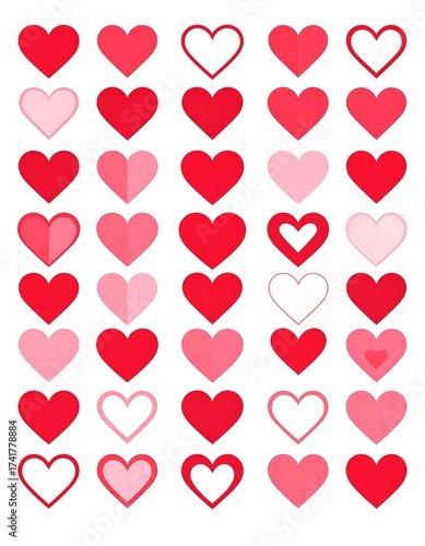 Collection of Various Red and Pink Heart Shapes