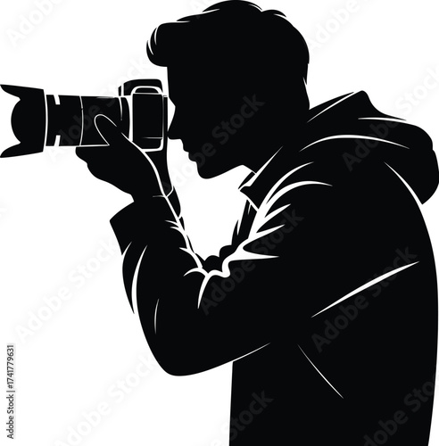 Photographer holding camera vector silhouette shooting