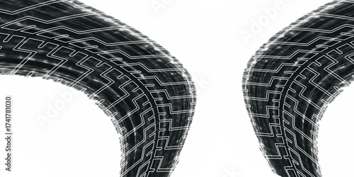 Tire tread marks  wheel textures  tire marks - car racing  motocross  drift  rally  off-road and others. Vector black isolated texture in grunge style with splashes. Eps10