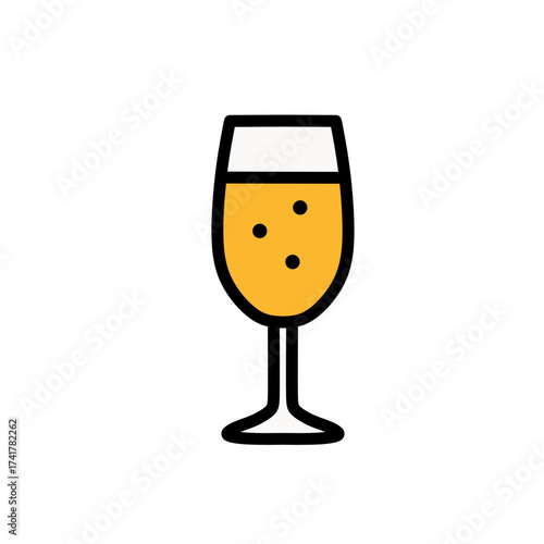 Champagne glass icon illustration for celebration and festive occasions