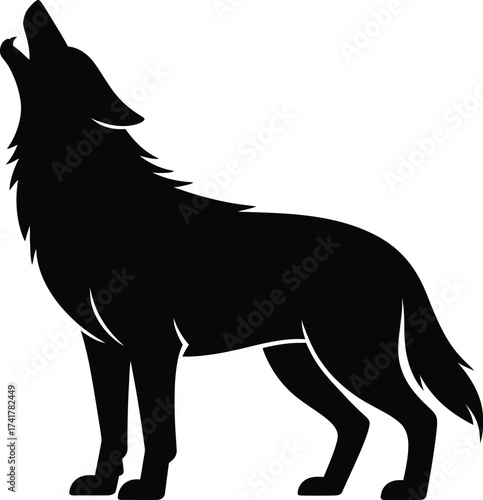 Black wolf howling vector silhouette