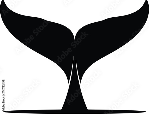 Black whale tail silhouette vector ocean