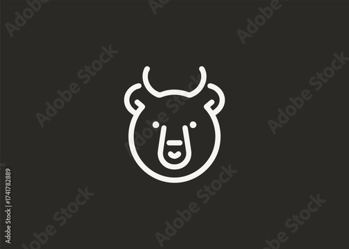 A line style logo of a bear with antlers, symbolizing wild power, uniqueness, and resilience