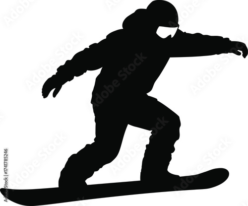 Snowboarder silhouette action vector black
