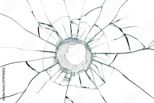 Cracked glass texture with central impact point for dramatic effect