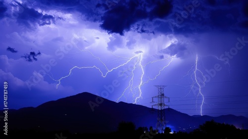 Thunderstorm Wonders: Lightning Bolts, Stormy Skies, and Bright Flashes Over Night Landscapes