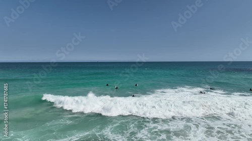surfers ocean waves scarborough perth western australia aerial drone footage 4k