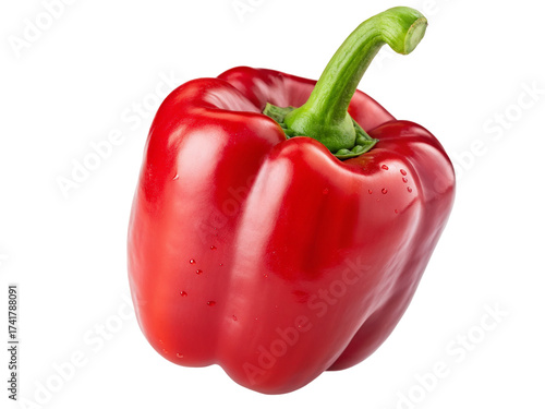 Vibrant red bell pepper isolated on black perfect for culinary and design projects