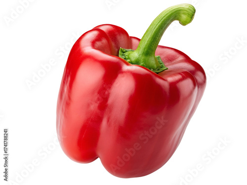 Vibrant red bell pepper isolated on black isolated fresh organic vegetable food photography