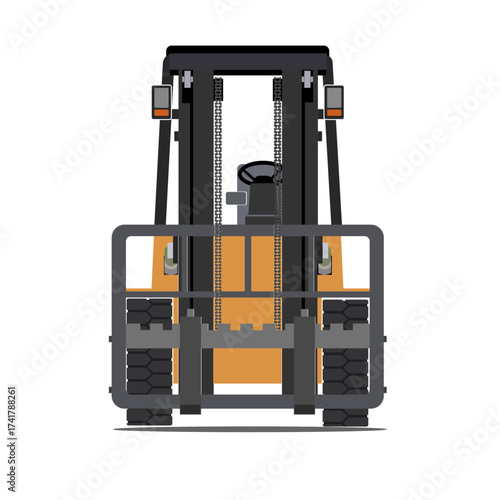 Forklift front view with white background
