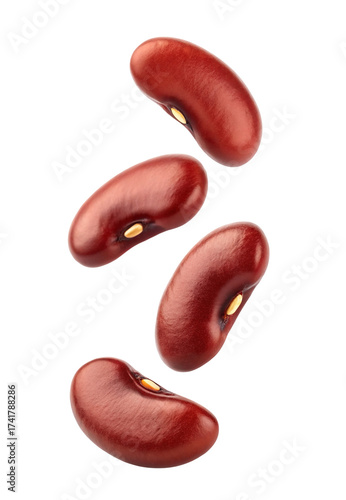 Fresh red kidney beans tumbling in mid-air capturing their vibrant color and texture