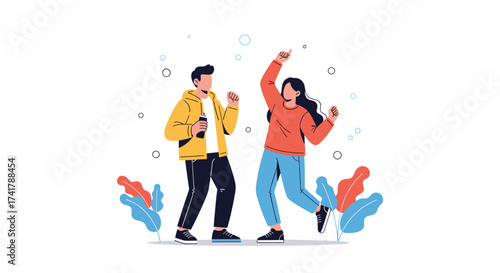 Young adults enjoying a vibrant outdoor dance party with friends and music.