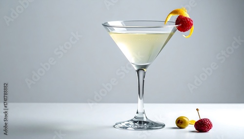 Wallpaper Mural Elegant Martini Cocktail Garnished with Raspberry and Lemon Twist Torontodigital.ca