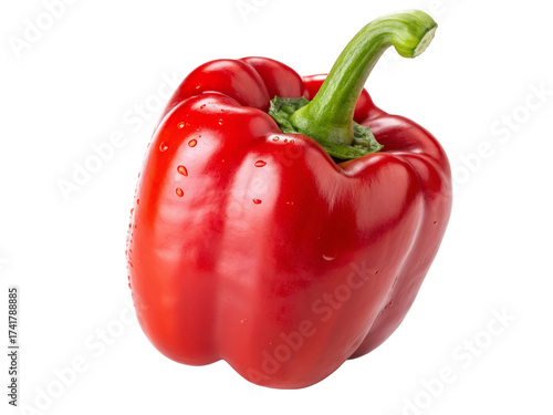 Bright red bell pepper fresh vegetable close up healthy food ingredient isolated vivid color