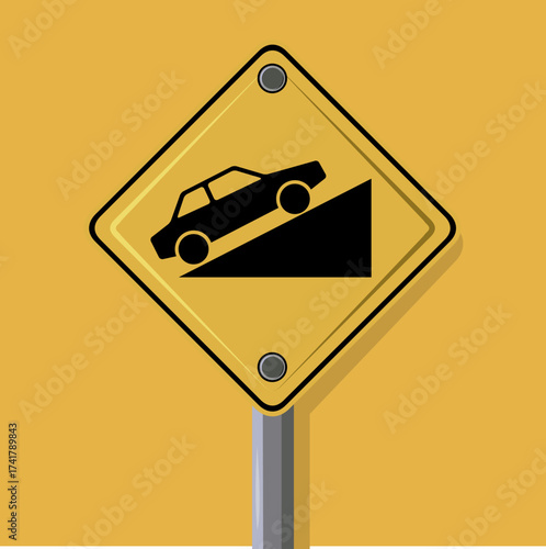 road sign uphill road ahead ....