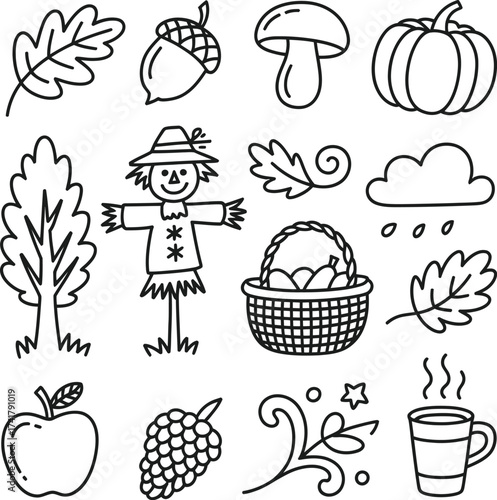 Autumn harvest and seasonal elements fall leaves