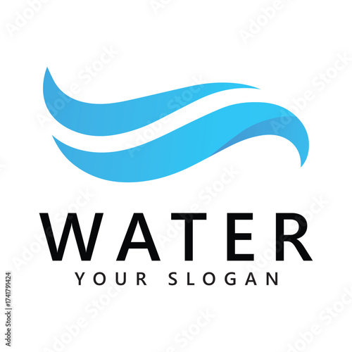 Water wave logo template vector