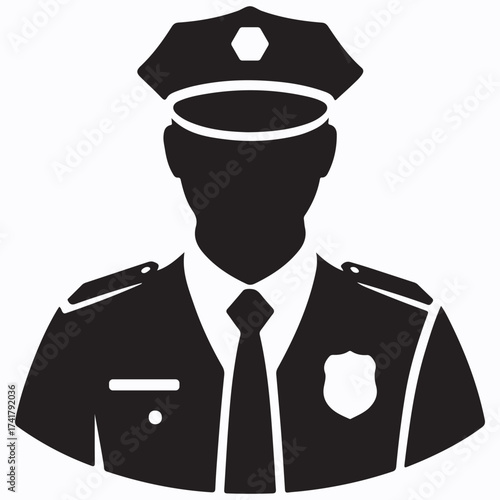Police Officer Silhouette Icon | Law Enforcement Symbol
