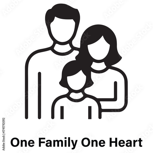 One Family One Heart Icon | Family Unity and Love Symbol