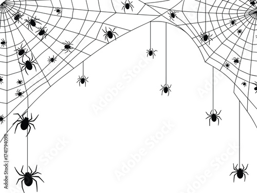 Vector collection of various spooky, creepy, and scary spider web silhouettes. Essential haunted cobweb elements for Halloween design and decoration, isolated on white.