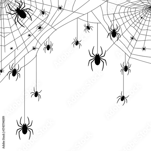 Vector collection of various spooky, creepy, and scary spider web silhouettes. Essential haunted cobweb elements for Halloween design and decoration, isolated on white.