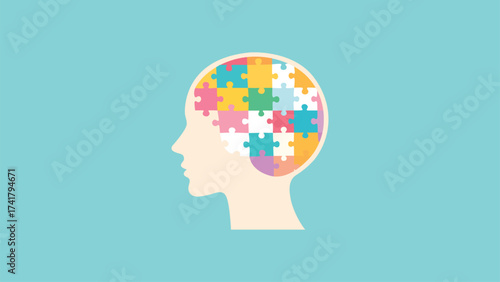 Abstract Human Head Puzzle Flat Vector