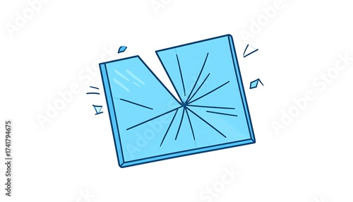 Wallpaper Mural Illustration of a Broken Glass Pane with Cracks and Fragments on White Background Torontodigital.ca