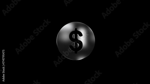 Dollar coin illustration with golden metallic polished glow